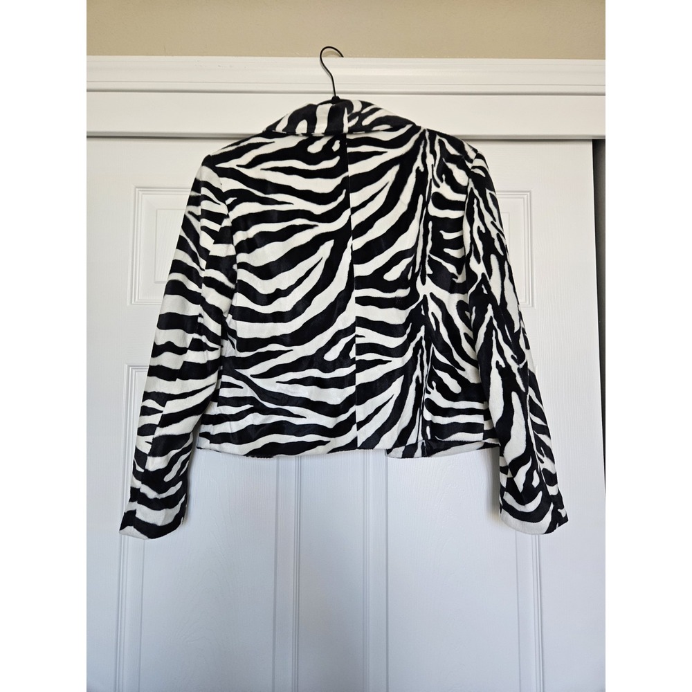 Vtg Focus 2000 By Charles Glueck Zebra B&W Tiger  Velvety Cropped Jacket 8 - Picture 9 of 14